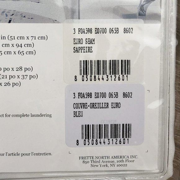 TWO Frette At Home Euro Pillow Shams in Sapphire - Picture 6 of 6